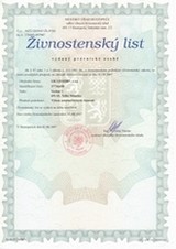 Živnostenský list - zeměměřické práce